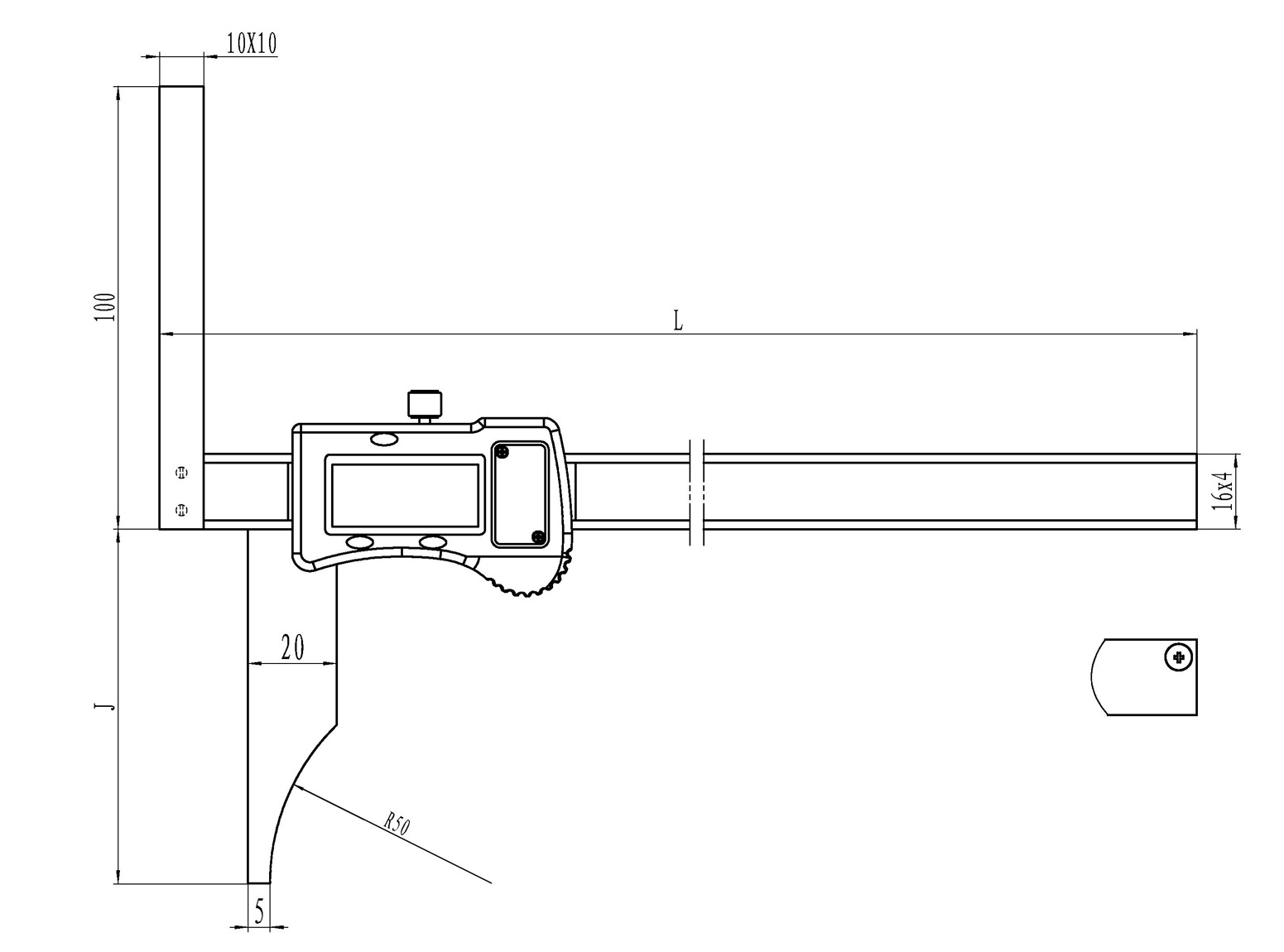 Zeichnung Digital-Fräsereinstelllehre 300 mm Zeichnung Digital-Fräsereinstelllehre 300 mm