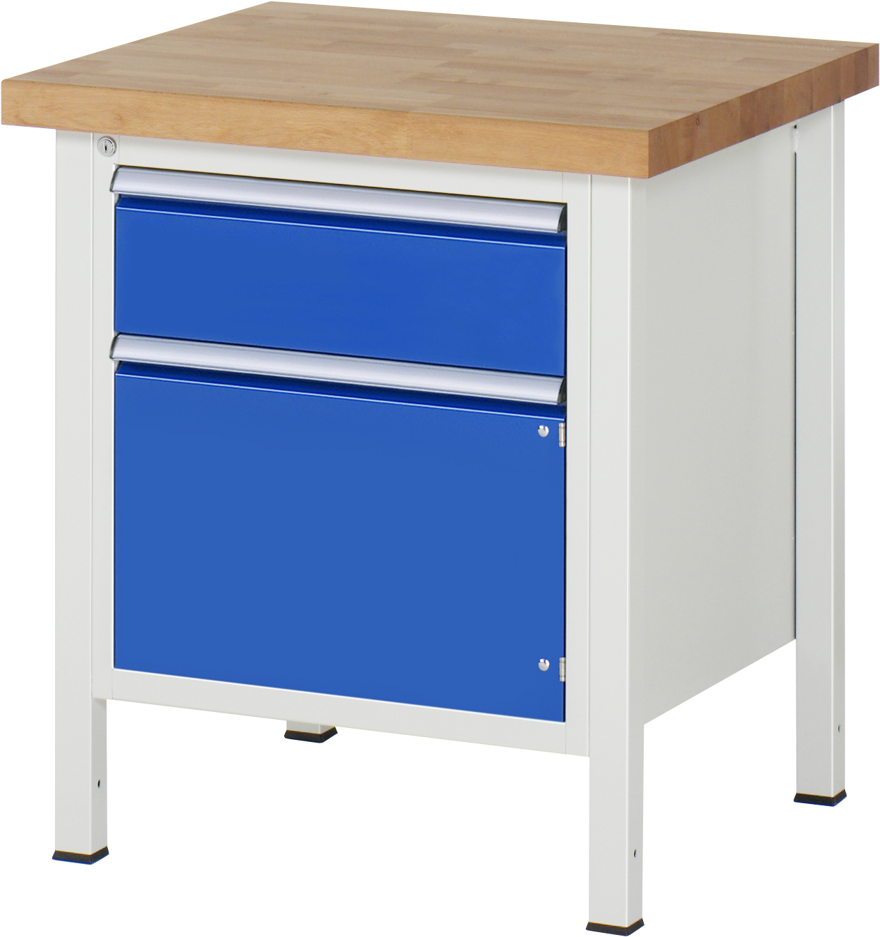 Werkbank B 750 x T 700 x H 840 mm mit 1 Schublade und Flügeltür Werkbank B 750 x T 700 x H 840 mm mit 1 Schublade und Flügeltür