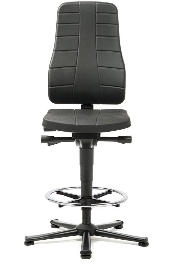 Arbeitsdrehstuhl All-In-One Integralschaumpolster schwarz mit Bodengleiter + Fußring Arbeitsdrehstuhl All-In-One Integralschaumpolster schwarz mit Bodengleiter + Fußring