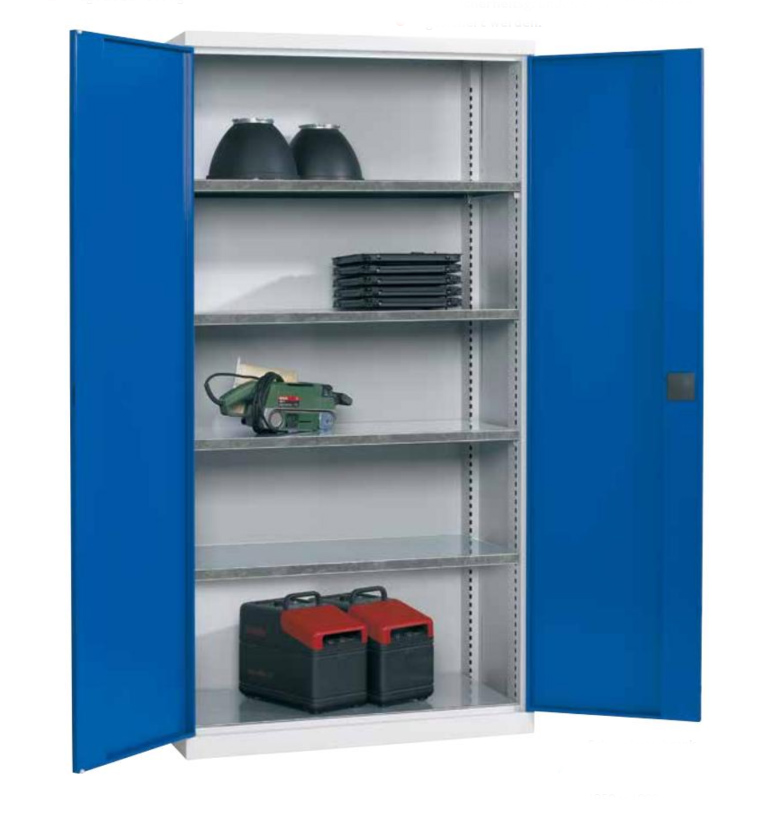 Schwerlastschrank mit 4 Fachböden  H 1950 x B 1000 x T 540 mm RAL 7035/RAL 5010