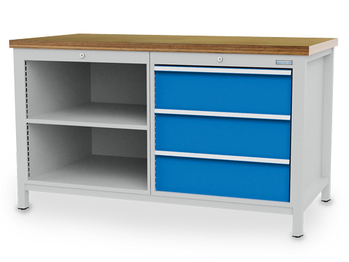 Kastenwerkbank B 1500 x T 750 x H 959 mm 2 Fächer 3 Schubladen R 24-24 Kastenwerkbank B 1500 x T 750 x H 959 mm 2 Fächer 3 Schubladen R 24-24