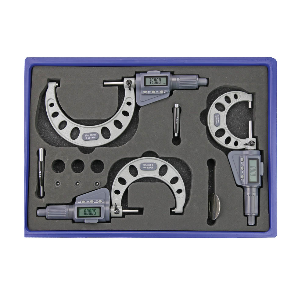 Digital Bügelmessschrauben-Satz 0 - 100 mm mit Friktionsratsche Digital Bügelmessschrauben-Satz 0 - 100 mm mit Friktionsratsche