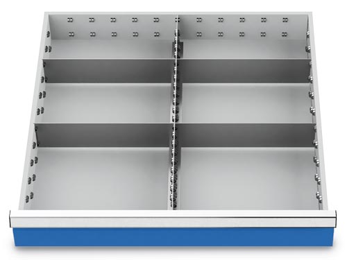 Metalleinteilung 5-tlg. R 24-24 Schubladennutzmaß 600 x 600 mm Metalleinteilung 5-tlg. R 24-24 Schubladennutzmaß 600 x 600 mm