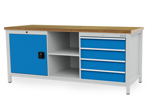 Kasten-Werkbank B 2000 x T 750 x H 959 mm mit 4 Schubladen R 24-24 Kasten-Werkbank B 2000 x T 750 x H 959 mm mit 4 Schubladen R 24-24