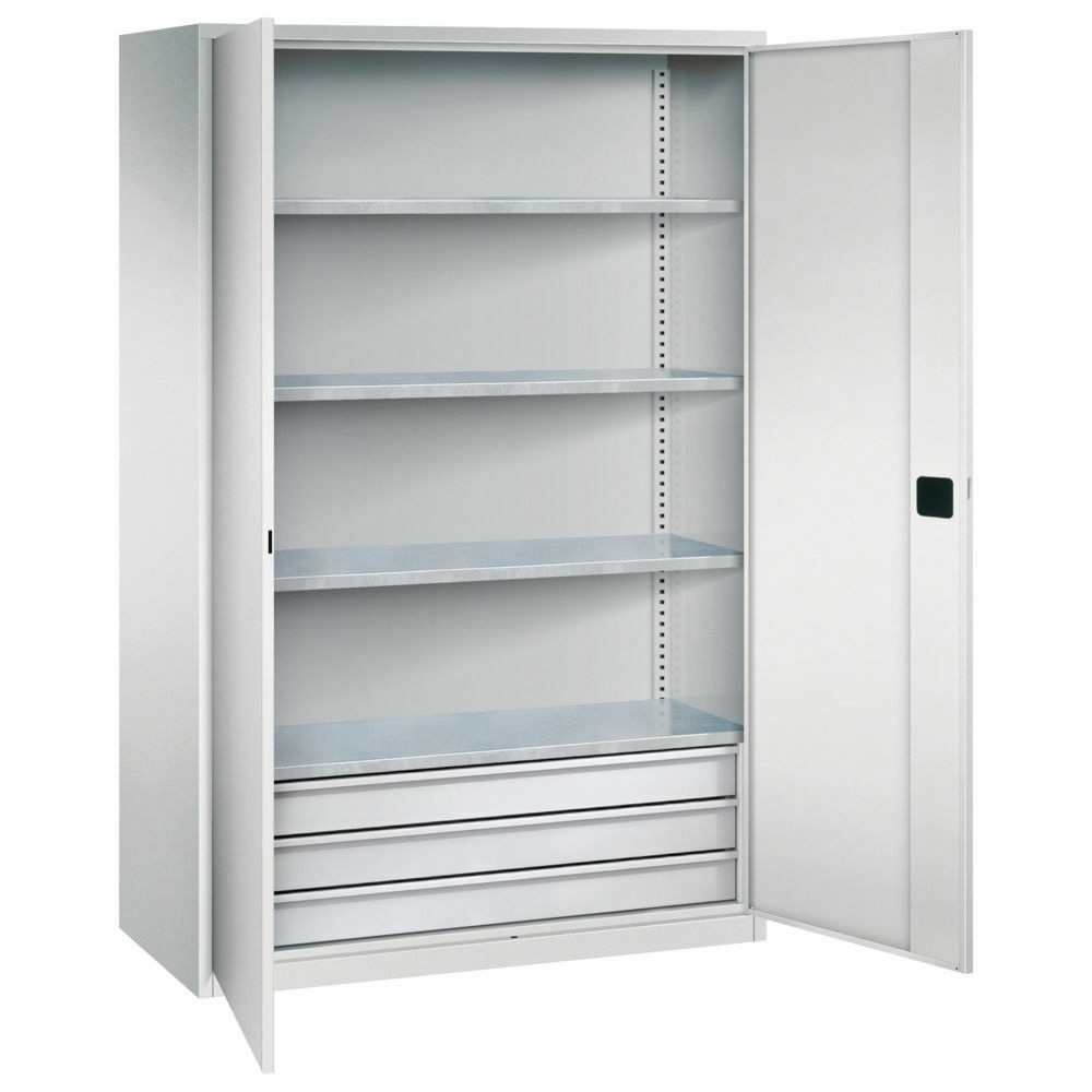 Flügeltürenschrank H 1950 x B 1200 x T 500 mm mit 3 Schubladen Flügeltürenschrank H 1950 x B 1200 x T 500 mm mit 3 Schubladen