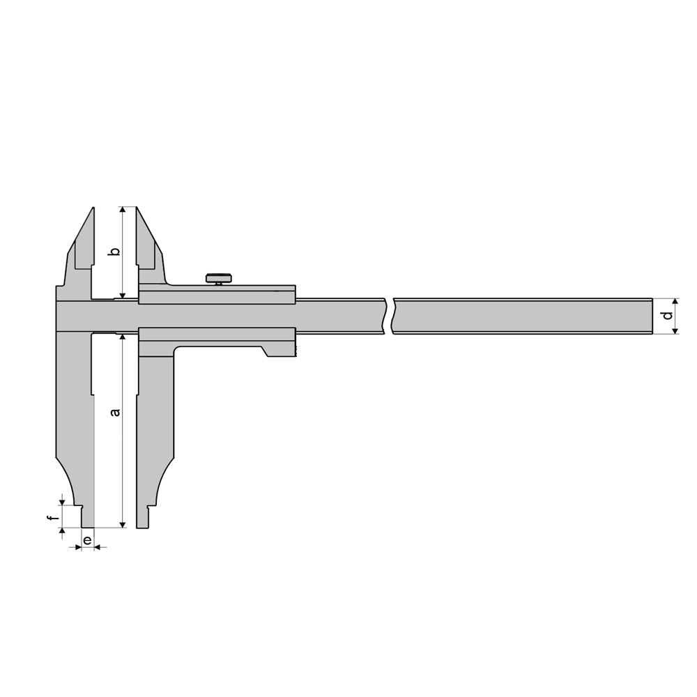 Zeichnung Präzisions-Werkstatt-Messschieber, 500 x 150 mm, mit Spitzen, DIN 862 Zeichnung Präzisions-Werkstatt-Messschieber, 500 x 150 mm, mit Spitzen, DIN 862