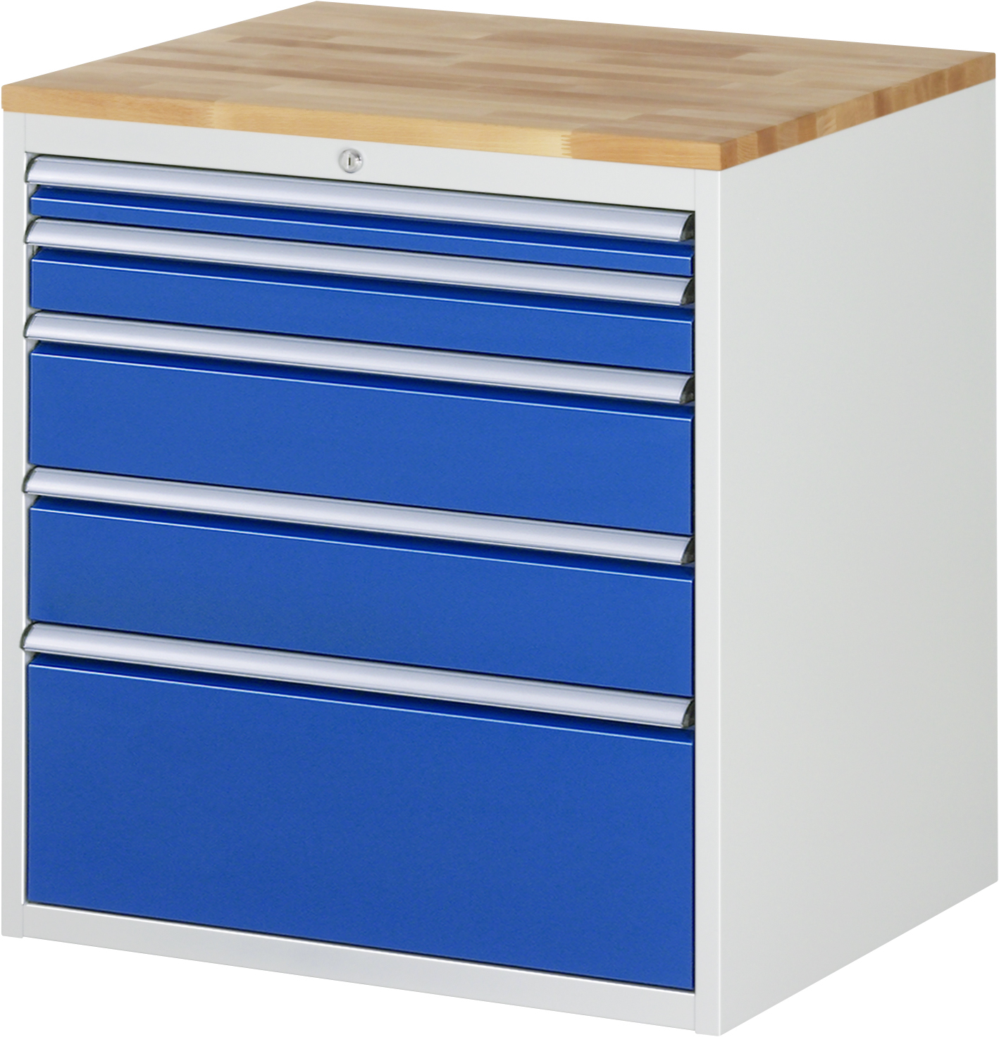 Schubladenschrank mit 5 Schubladen und Buche-Top B 770 x T 650 x H 825 mm Schubladenschrank mit 5 Schubladen und Buche-Top B 770 x T 650 x H 825 mm