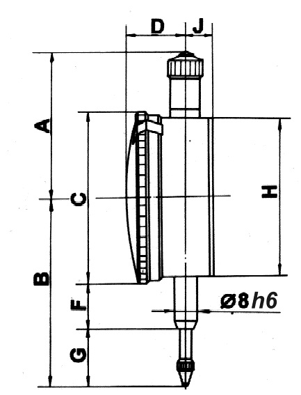 Zeichnung Digital-Messuhr 25,0 x 0,01 mm