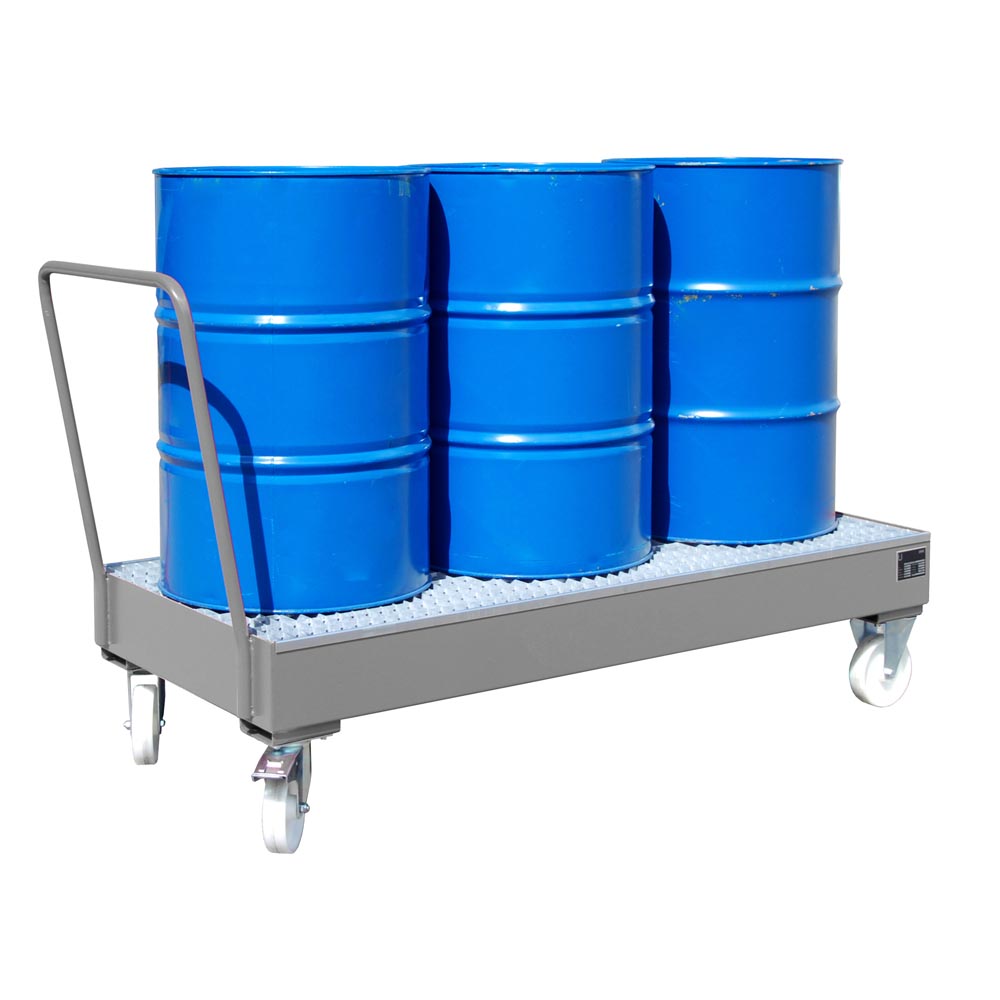 Fahrbare Auffangwanne Typ 2050 SR lackiert mausgrau RAL 7005 Fahrbare Auffangwanne Typ 2050 SR lackiert mausgrau RAL 7005
