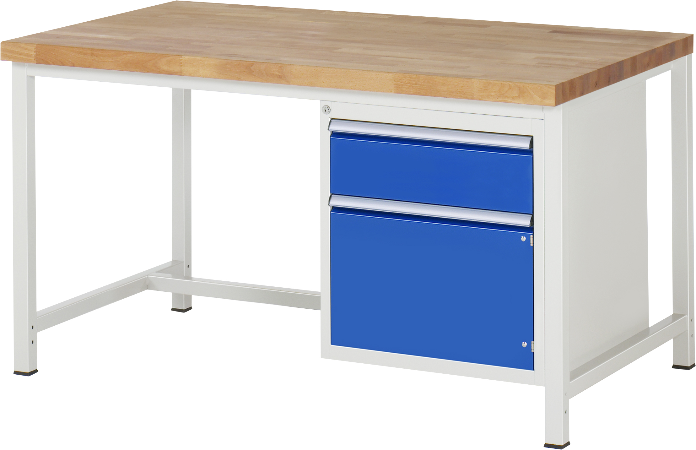 Werkbank B 1500 x T 900 x H 840 mm mit 1 Schublade und Flügeltür