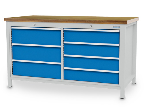 Kastenwerkbank B/T/H 1500 x 750 x 859 mm mit 7 Schubladen R 24-24 Kastenwerkbank B/T/H 1500 x 750 x 859 mm mit 7 Schubladen R 24-24