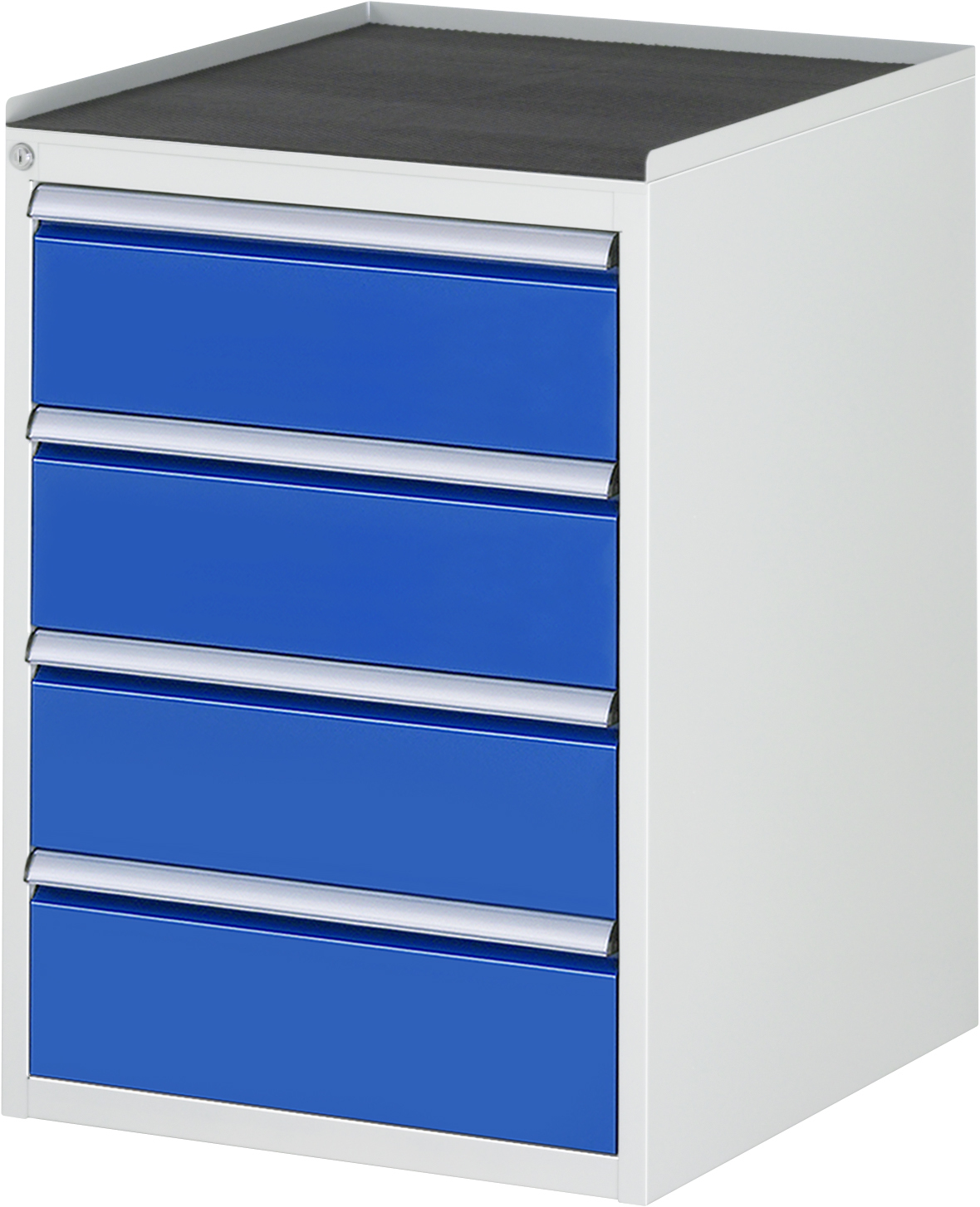 Schubladenschrank mit 4 Schubladen und Metall-Top B 580 x T 650 x H 825 mm Schubladenschrank mit 4 Schubladen und Metall-Top B 580 x T 650 x H 825 mm