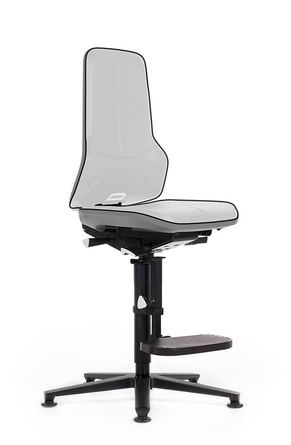 Arbeitsdrehstuhl Neon 9571 Flexband grau mit Bodengleiter + Aufstiegshilfe und Synchronmechanik 