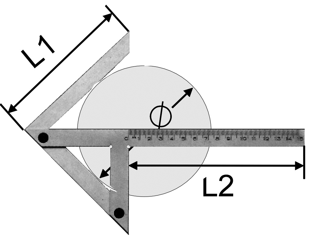 Zentrierwinkel aus Aluminium 150 x 130 mm Zeichnung