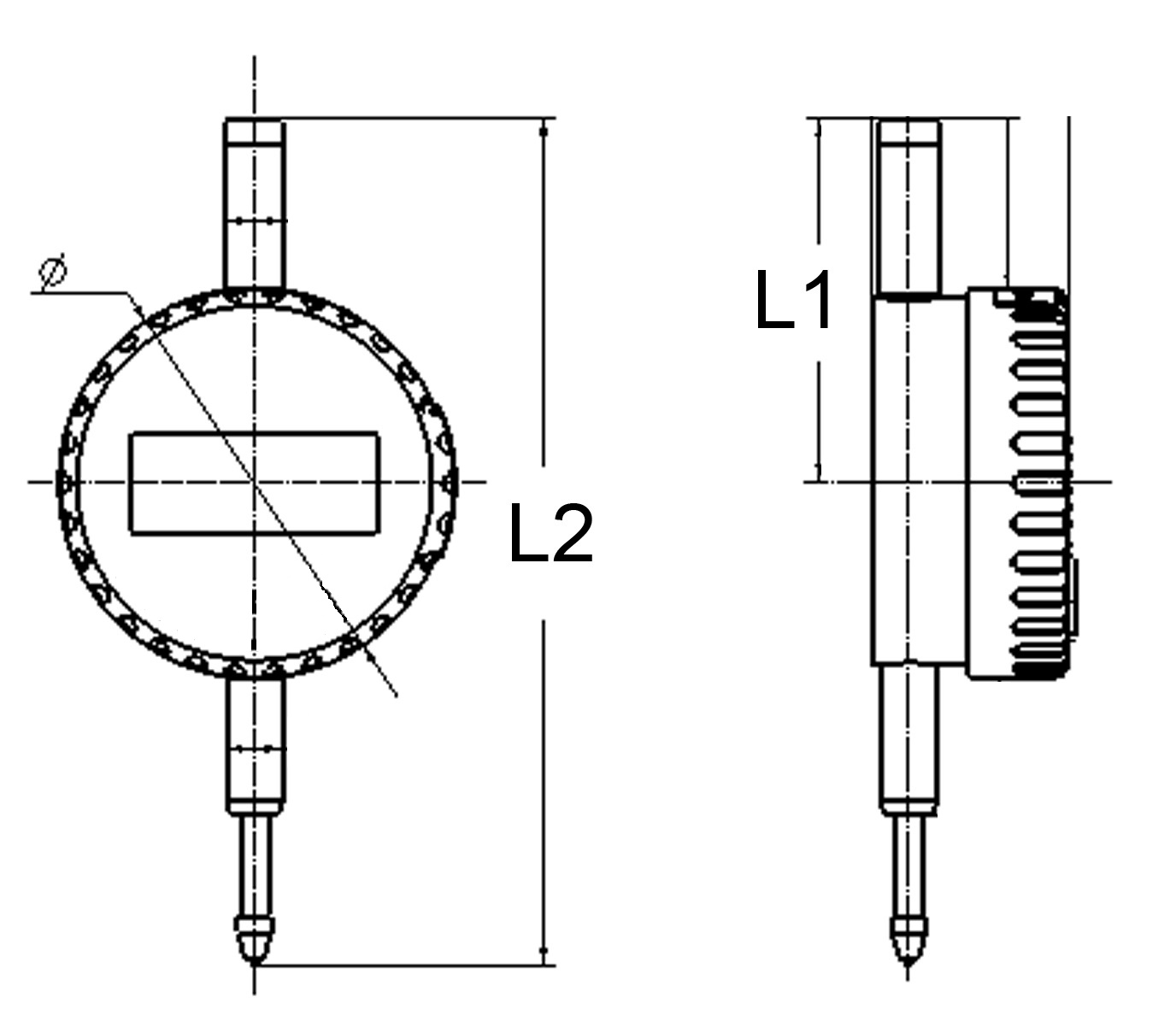 Zeichnung Digital-Messuhr 25,0 x 0,001 mm induktives System