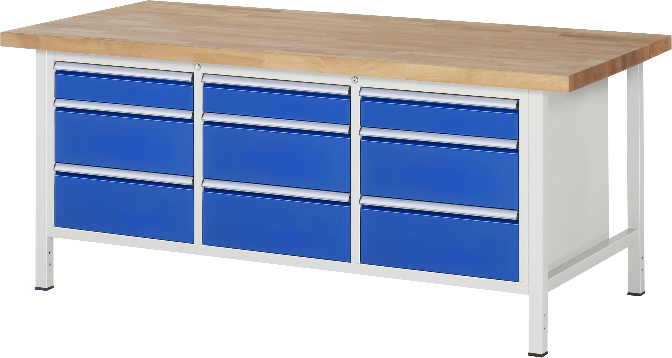 Werkbank B 2000 x T 900 x H 840 mm mit 9 Schubladen Gr. L