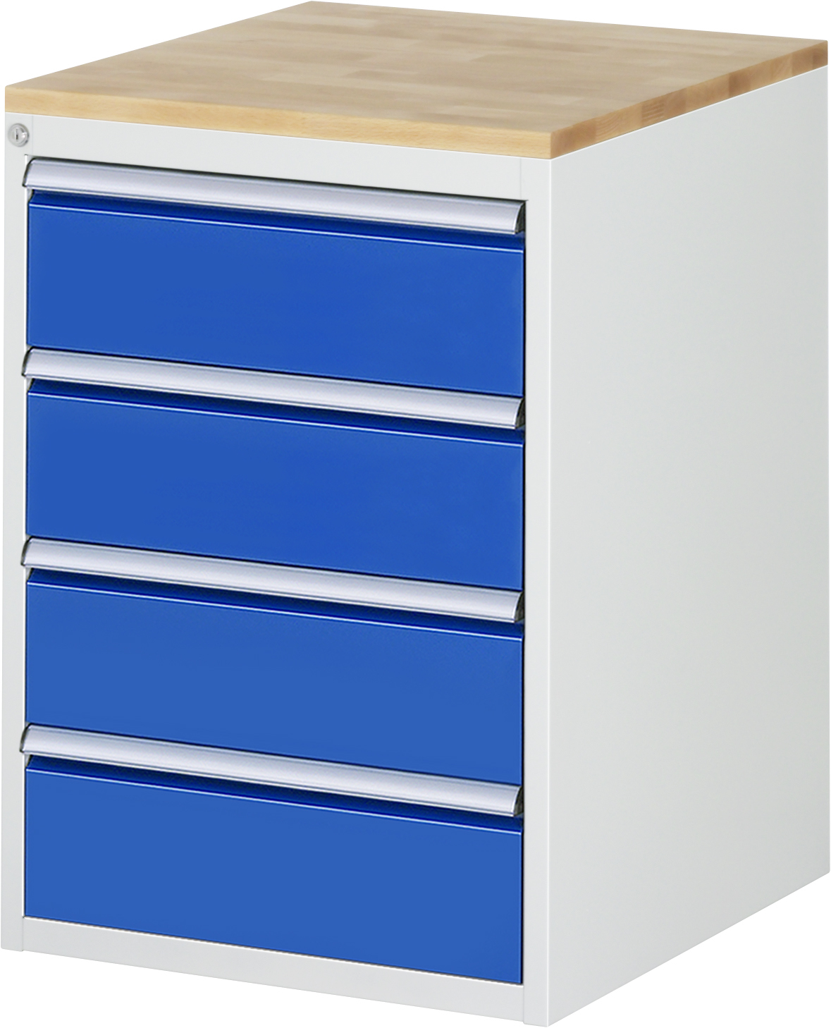Schubladenschrank mit 4 Schubladen und Buche-Top B 580 x T 650 x H 825 mm Schubladenschrank mit 4 Schubladen und Buche-Top B 580 x T 650 x H 825 mm