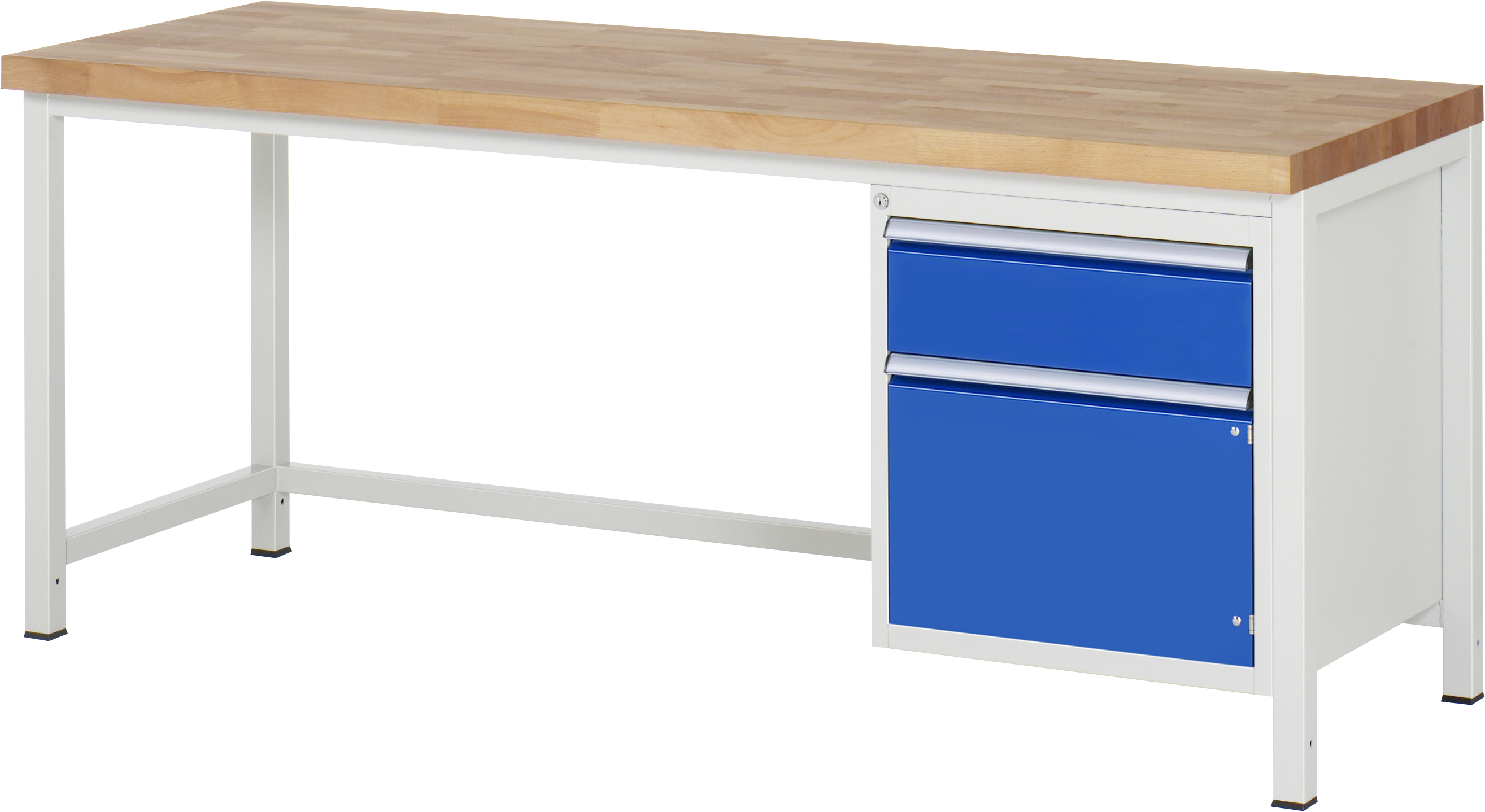 Werkbank B 2000 x T 700 x H 840 mm mit 1 Schublade und Flügeltür Werkbank B 2000 x T 700 x H 840 mm mit 1 Schublade und Flügeltür