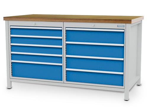 Kastenwerkbank B 1500 x T 750 x H 959 mm mit 9 Schubladen R 24-24 Kastenwerkbank B 1500 x T 750 x H 959 mm mit 9 Schubladen R 24-24