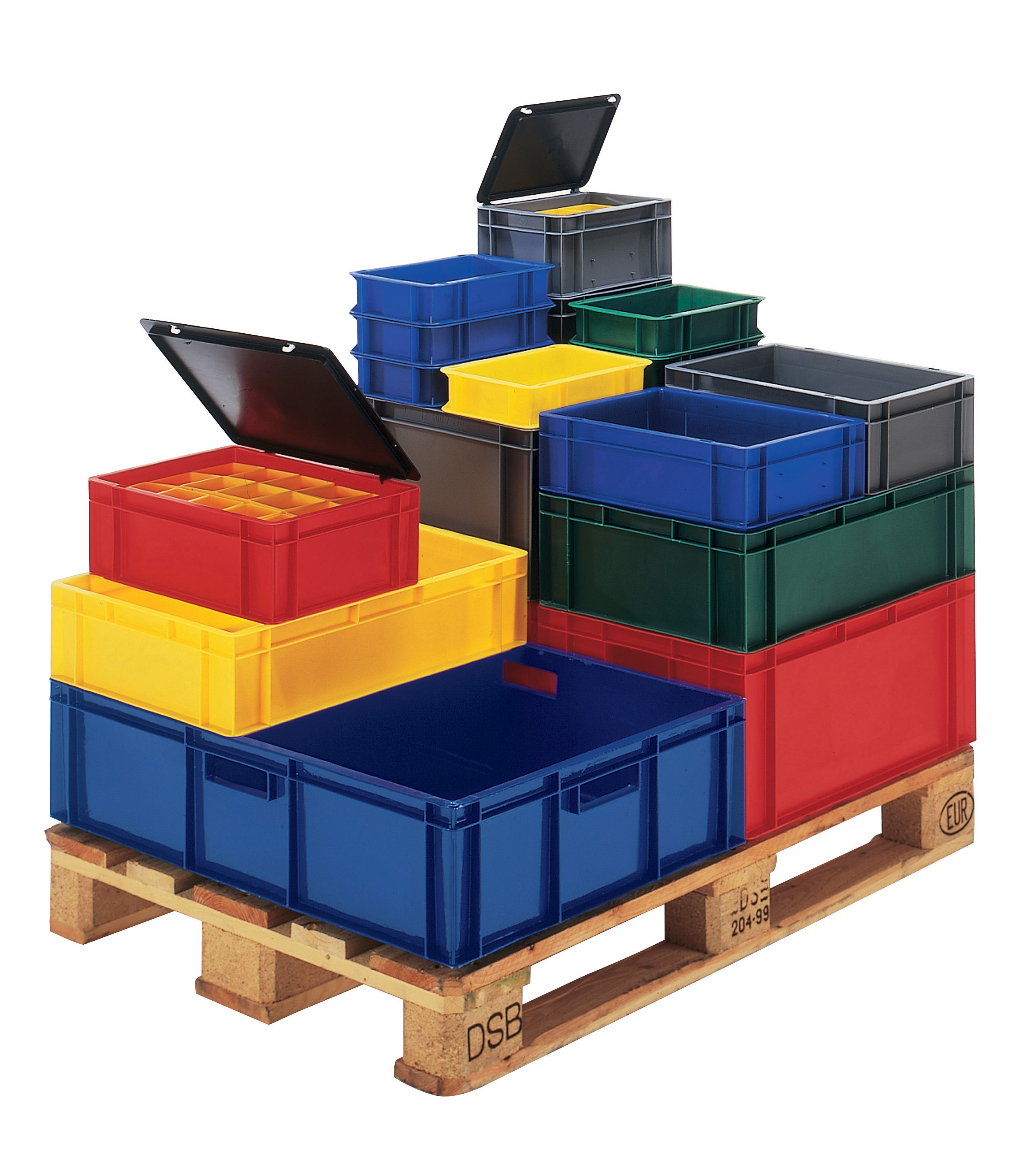 Transport-Stapelkästen auf Europalette