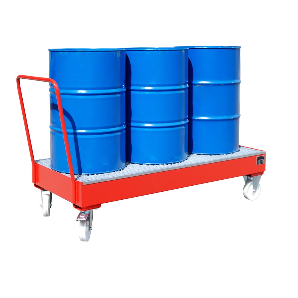 Fahrbare Auffangwanne Typ 2050 SR lackiert feuerrot RAL 3000