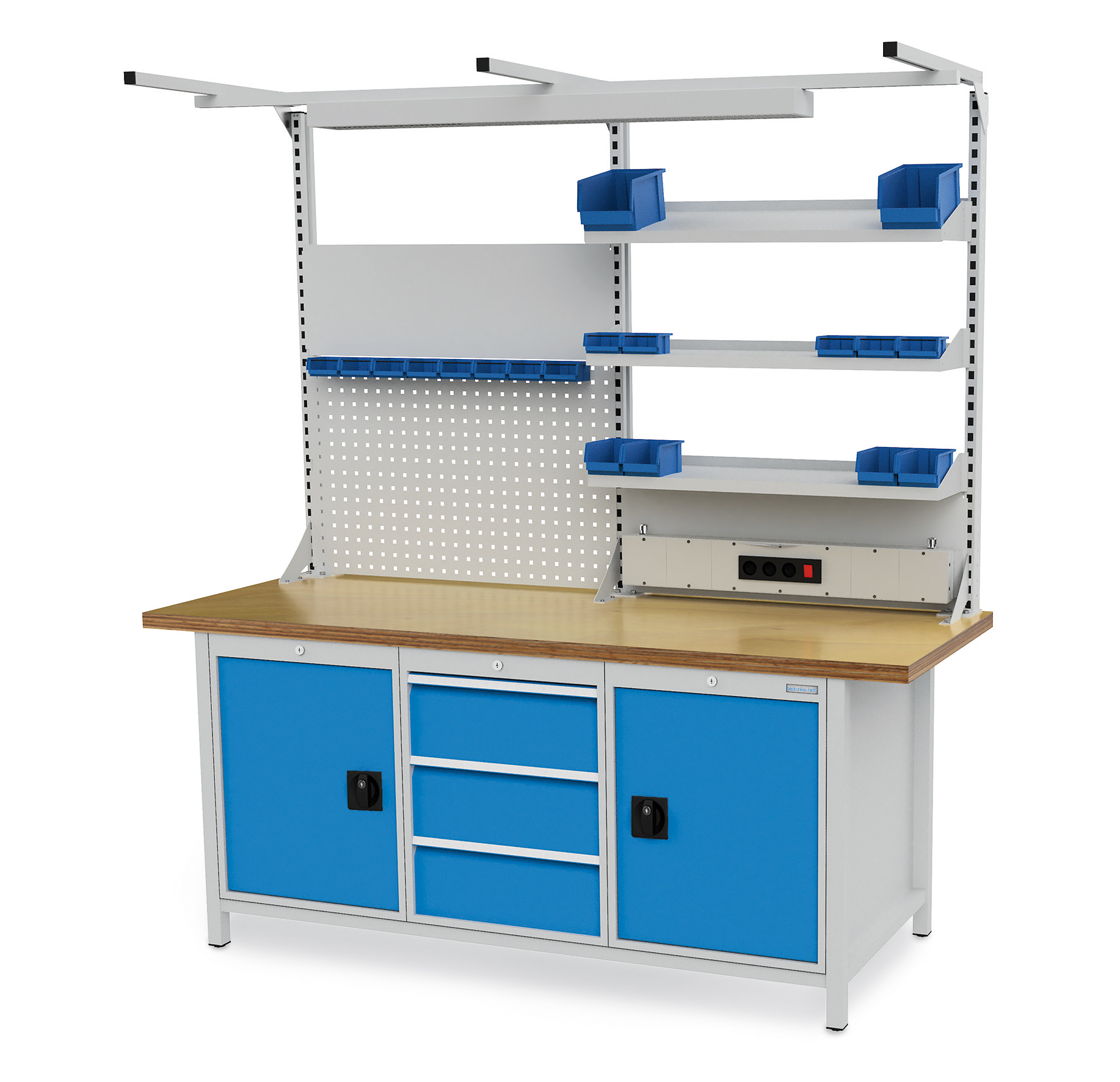 Beispiel : Multi-Wand-Aufbau B 2000 mm mit Kastenwerkbank B 2000 mm