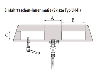 Lasthaken-Typ LH-II Einfahrtaschen-Innenmaße