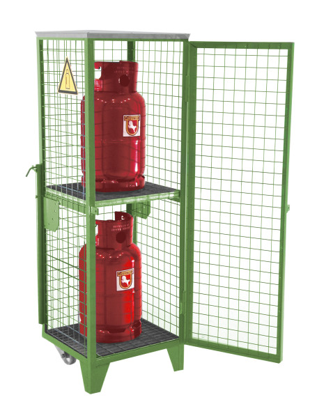 Gasflaschen-Depot Typ GFD-R 2 lackiert resedagrün RAL 6011